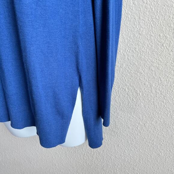 Halogen Blue Cashmere Blend Oversized Sweater Women's XS Relaxed Side Slit Knit - Picture 3 of 6
